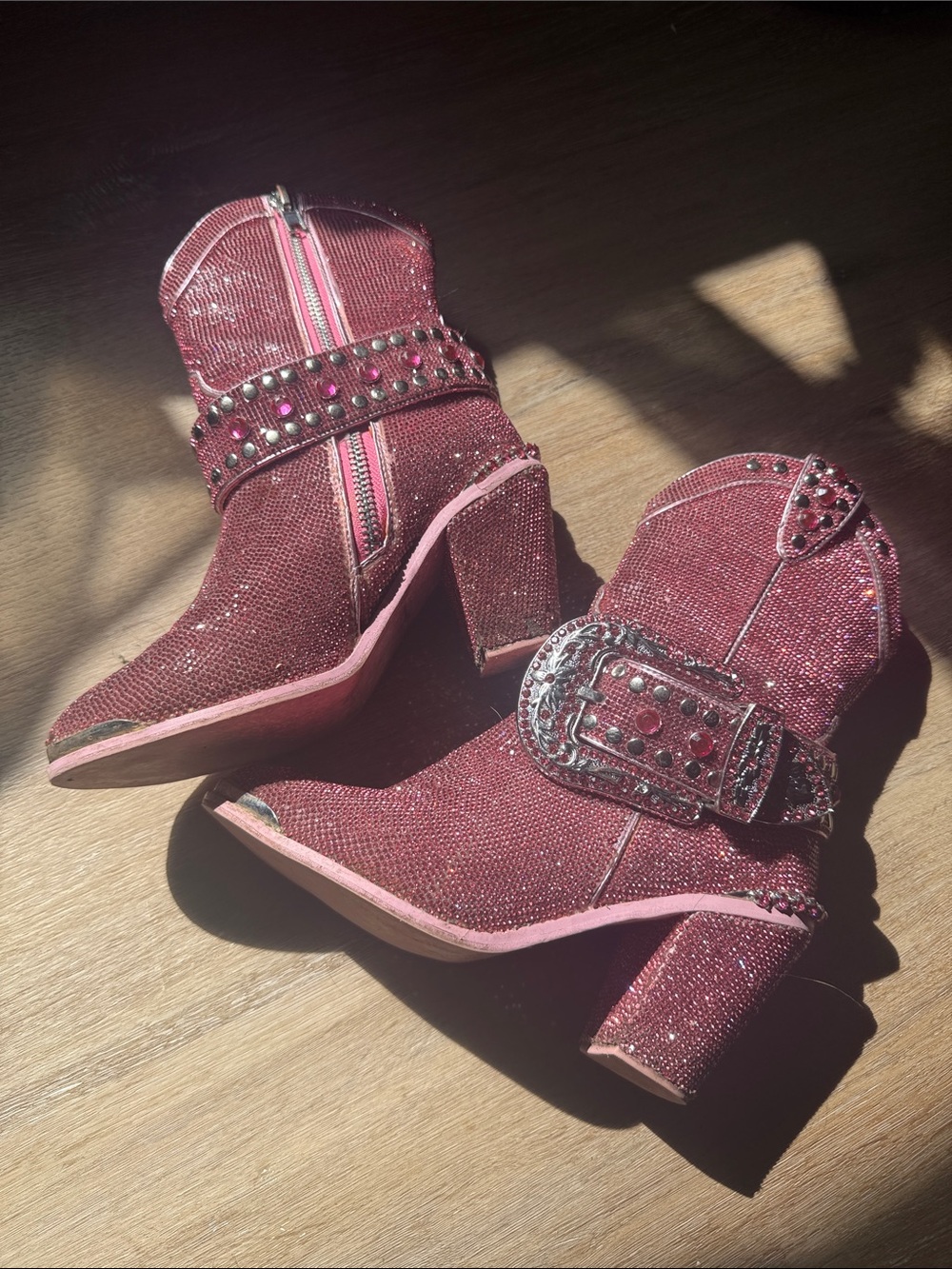 Club exx dolls kill Pink rhinestone Cowboy Boots